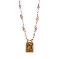 Handmade Aries zodiac pendant necklace with gold plaque and red braided cord - Capricorn / 18K Gold
