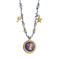 Collier en corde tressée avec palmier doré, étoile de mer et pendentif zodiaque - Vierge