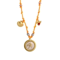 Pendentif Balance sur collier en corde tressée orange et jaune avec breloques - Balance