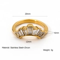 Gouden roestvrijstalen kroonring met zirkonia en gedetailleerde maatspecificaties - Kroon Ontwerp (R421)