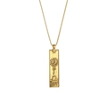 Golden square Libra zodiac pendant necklace with rectangular relief and box chain - Libra