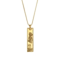 Gold vintage square zodiac necklace with embossed tarot sun and moon motifs - Scorpio