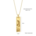 Gold stainless steel square pendant necklace featuring embossed Capricorn zodiac sign - Capricorn
