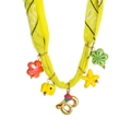 Vibrant yellow fabric letter necklace with colorful acrylic flower and elephant charms - Style B (Bright Yellow, Letter B & Elephant Starfish Pendants) / 18K Gold