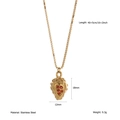 Goldene Erdbeer-Herz-Halskette aus Edelstahl mit roten Strasssteinen und Boxkette - Roter Strass-Erdbeeranhänger (N25547)