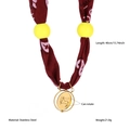 Widder Sternzeichen Seidenschal Kette mit weinrotem Band und drehbarem Edelstahl Anhänger - Drehbarer Anhänger (Widder-Logo) / Widder