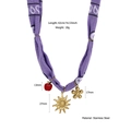 Halskette aus lila Stoff mit Anhängern aus Edelstahl in Apfel- und Sonnenform - Violetter Druck Blume Sonne Stil (N25603)