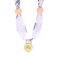 Collar de pañuelo de seda con cuentas rosas y colgante de león del zodiaco Leo - Leo