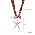 Floral silk scarf necklace with oversized stainless steel starfish pendant and flower charms - Pink Floral Large Starfish Style (N25607)