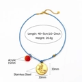 Blue braided rope zodiac necklace with acrylic ball and golden stainless steel pendant - Virgo