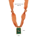 Vintage necklace with orange silk ribbon and green zodiac pendant in stainless steel - Scorpio