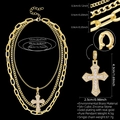 Detail der dreilagigen Goldkette mit Kristallkreuz-Anhänger aus umweltfreundlichem Messing - Gold Pfeil Kreuz Anhänger