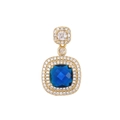 Elegant 18K gold plated necklace with cushion cut dark blue square zircon pendant - Royal Blue (Pendant Only (Without Chain))
