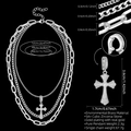 Collier triple rang avec pendentif croix argenté et pierres en zircone cubique éclatantes - Argent (Croix)
