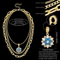 Detailspezifikationen für 3-lagige Goldketten mit blauem Zirkon-Sonnenblumen-Anhänger - Blauer Zirkonia Sonnenblumen Anhänger