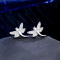 Exquisite 18K gold plated copper dragonfly stud earrings with sparkling cubic zirconia - Dragonfly Shape Style (NO.7)