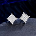 Sparkling copper zircon stud earrings with 18K gold plating and diamond-set rhombus design - Rhombus Geometric Style (NO.6)