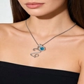 Silver alphabet necklace with blue square gemstone and pavé diamonds variant - Silver Z