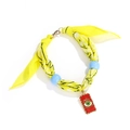 Bohemian silk scarf anklet with yellow print, blue beads and red evil eye pendant - Yellow Printed Fabric with Red Evil Eye Charm (A25732)