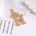 Gold plated letter H pendant with crown and white zircons on silk background - Gold Letter H Pendant Only (Without Chain)