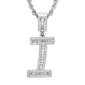 Dettaglio del pendente lettera I placcato argento con zirconi cubici per stile hip-hop - Lettera I / un solo ciondolo, senza catena / Argento