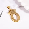 Golden crown letter O pendant necklace with white cubic zirconia micro-pave setting - Gold Letter O Pendant Only (Without Chain)