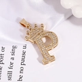 Golden crown letter P pendant necklace with sparkling micro-inlaid zircon stones - Gold Letter P Pendant Only (Without Chain)