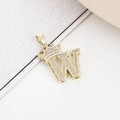 Hip hop style gold crown pendant with letter W featuring micro-pave cubic zirconia stones - Gold Letter W Pendant Only (Without Chain)