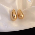 Elegant gold drop earrings with polished metallic finish and minimalist teardrop design - Smooth Waterdrop Glossy Style (48#)