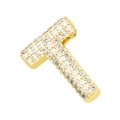 Eleganter goldfarbener T-Buchstabe Anhänger mit Zirkonia-Mikropavé für Damen - T (Einzelner Anhänger)