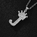 Silver crown letter J pendant necklace with white cubic zirconia in hip hop style - Silver Letter J Pendant Only (Without Chain)