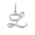 Silver-toned letter L pendant featuring micro-pave white zircon for hip-hop style - L (Silver)