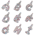 Colorful zircon iced out bubble letter pendants A to I in silver finish hip hop style - Letter A / Silver
