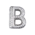 Silberfarbener Buchstabe B Anhänger mit Zirkonia-Besatz und 18K Vergoldung - Buchstabe B