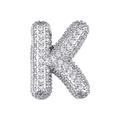 Buchstabe K Ballon-Anhänger mit funkelnden Zirkonia-Steinen in Silber-Finish - Buchstabe K