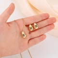 Elegant gold water-drop jewelry set with black zircon butterfly pendant and earrings - Black