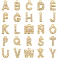 Lot de pendentifs alphabet A-Y en cuivre doré sertis de zircones pour bijoux DIY - Lettre A / Or