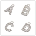 Pendentifs lettres A-D en argent avec zircone pour création de bijoux personnalisés - Lettre A / Or blanc