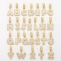 Iced out 18k gold plated copper 26 English letters pendant set with baguette cubic zirconia - Rope Chain Necklace / Gold Letter