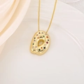 Gold plated D-shaped pendant necklace with colorful zircons on a bead chain - Pendant Only / Letter D