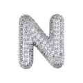 Silberner Anhänger Buchstabe N mit Zirkonia-Steinen für personalisierten Schmuck - Anhänger Und Kugelkette / Groß / Buchstabe N