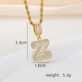 18k gold plated letter Z pendant necklace with zircon stones and rope chain details - Z Style - Gold (Pendant And Rope Chain)