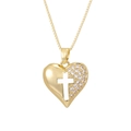 Elegant 18k gold plated copper heart necklace with cross pendant and zircon inlay detail - Pendant Only (Without Chain) / Gold Cross Heart