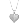Detailed close-up of 18k gold plated heart necklace with shimmering zircon pavé inlay - Pendant Only (Without Chain) / Silver Full Zirconia Heart