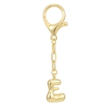 3D golden balloon letter E pendant keychain with polished 18K gold plated lobster clasp - Letter E