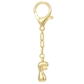 3D balloon letter F keychain pendant in 18K gold plated finish for bags and keys - Letter F