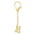 Polished 18K gold letter H bubble pendant keychain with a spring lobster clasp - Letter H
