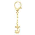 18K gold plated bubble initial J keychain with lobster clasp and shiny mirror finish - Letter J