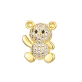 Detailansicht eines goldfarbenen Bärenanhängers mit Zirkonia-Besatz für Armbänder - Goldener winkender Strass-Bär (Bär-002)