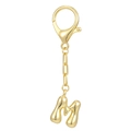 Polished 18K gold plated bubble letter M pendant keychain with lobster clasp - M